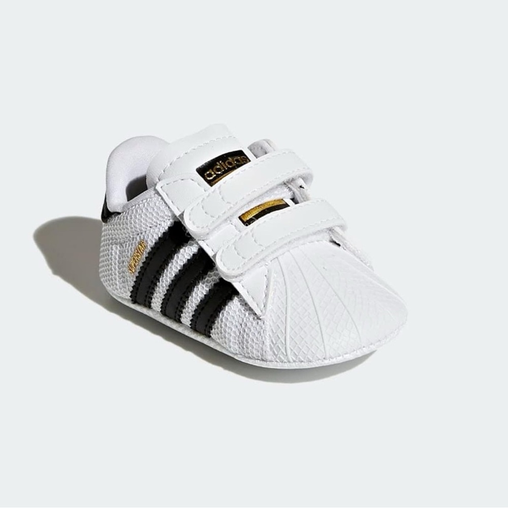 Adidas Baby Walker White Black Velcro Sneakers